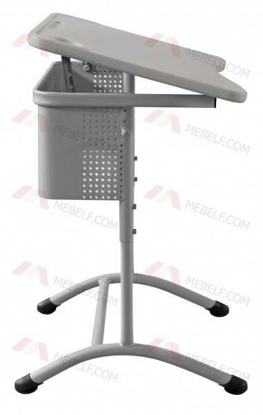 Школьный одноместный стол с наклонной пластиковой столешницей ШСТ15, серый