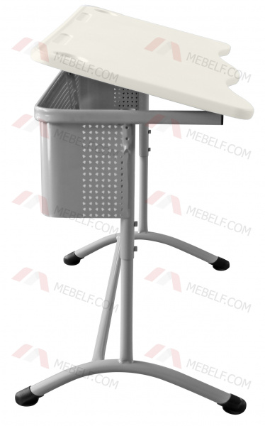 Школьный двухместный стол с наклонной пластиковой столешницей ШСТ16, белый