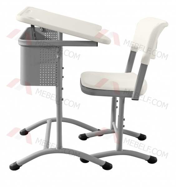 Школьный стол с наклонной столешницей ШСТ15 и стул ШС01, белый