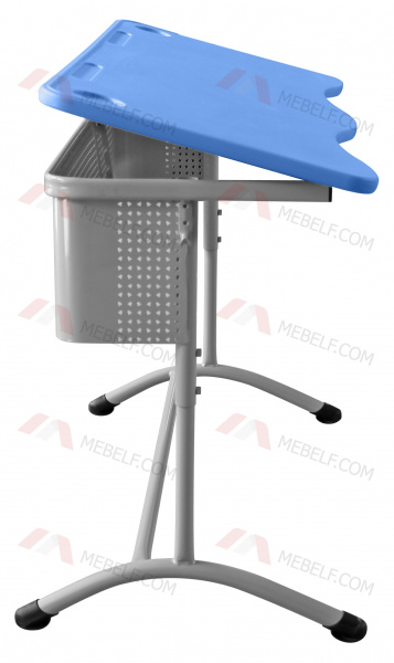 Школьный двухместный стол с наклонной пластиковой столешницей ШСТ16, синий